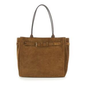 Tom Ford Women Brown Tote Bag With T Detail In Suede Woman